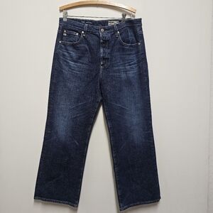 AG Kinsley High-Rise Pop Crop Wide Leg Jeans Dark Wash Size 32